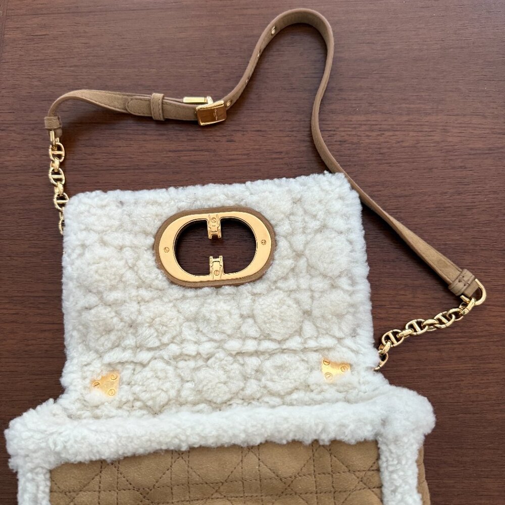 CHRISTIAN DIOR CANNAGE QUILTED SHEARLING FUR CARO BAG - Picture 7 of 12